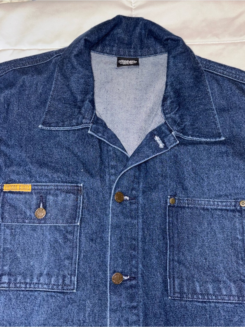 VTG XL PRISON BLUES YARD COAT Chore Jacket denim Jean cotton made in USA - Picture 2 of 7